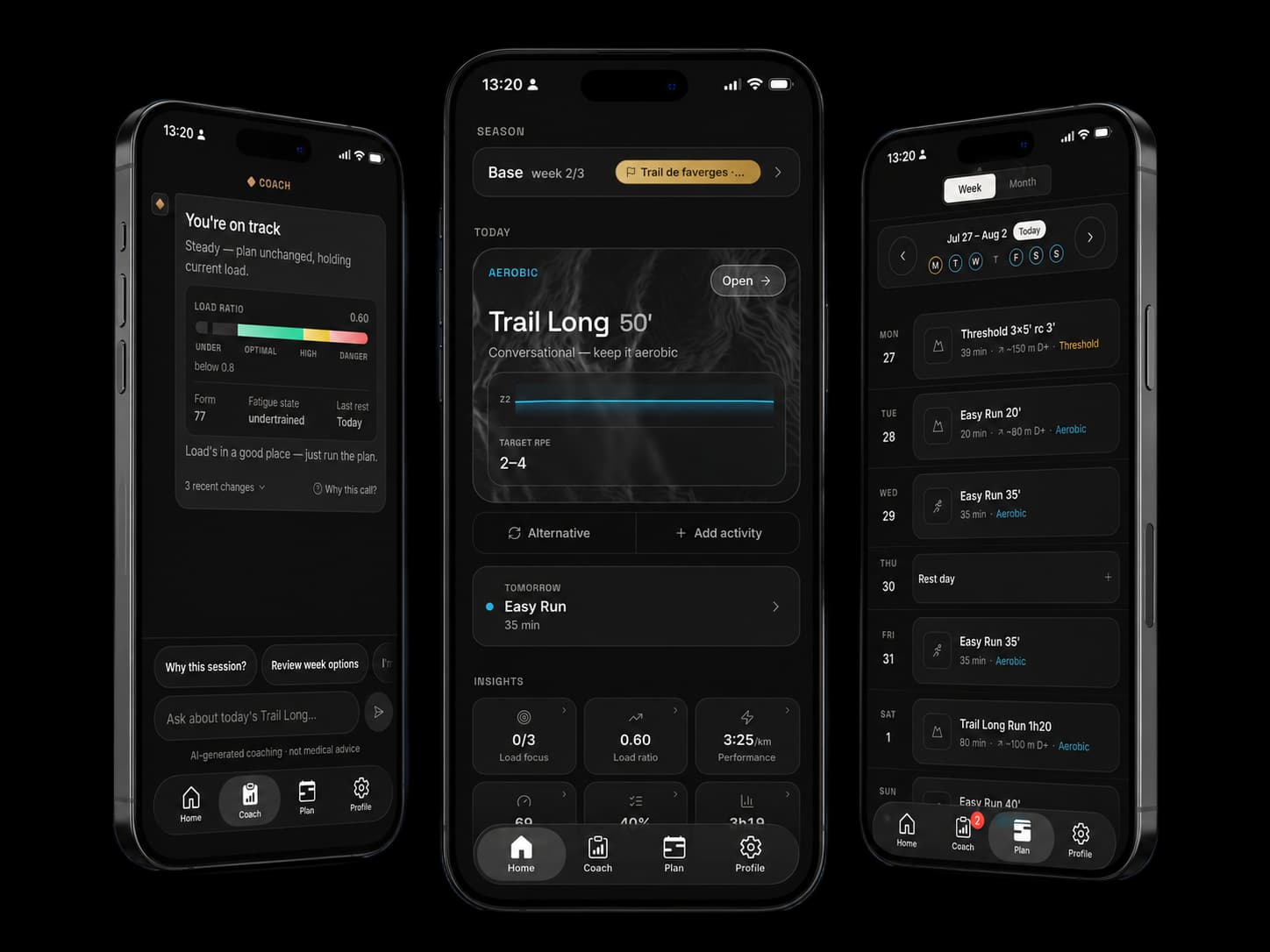 Three screens from the Prysm mobile app